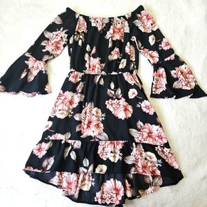 Black Floral Off Shoulder Dress Size M